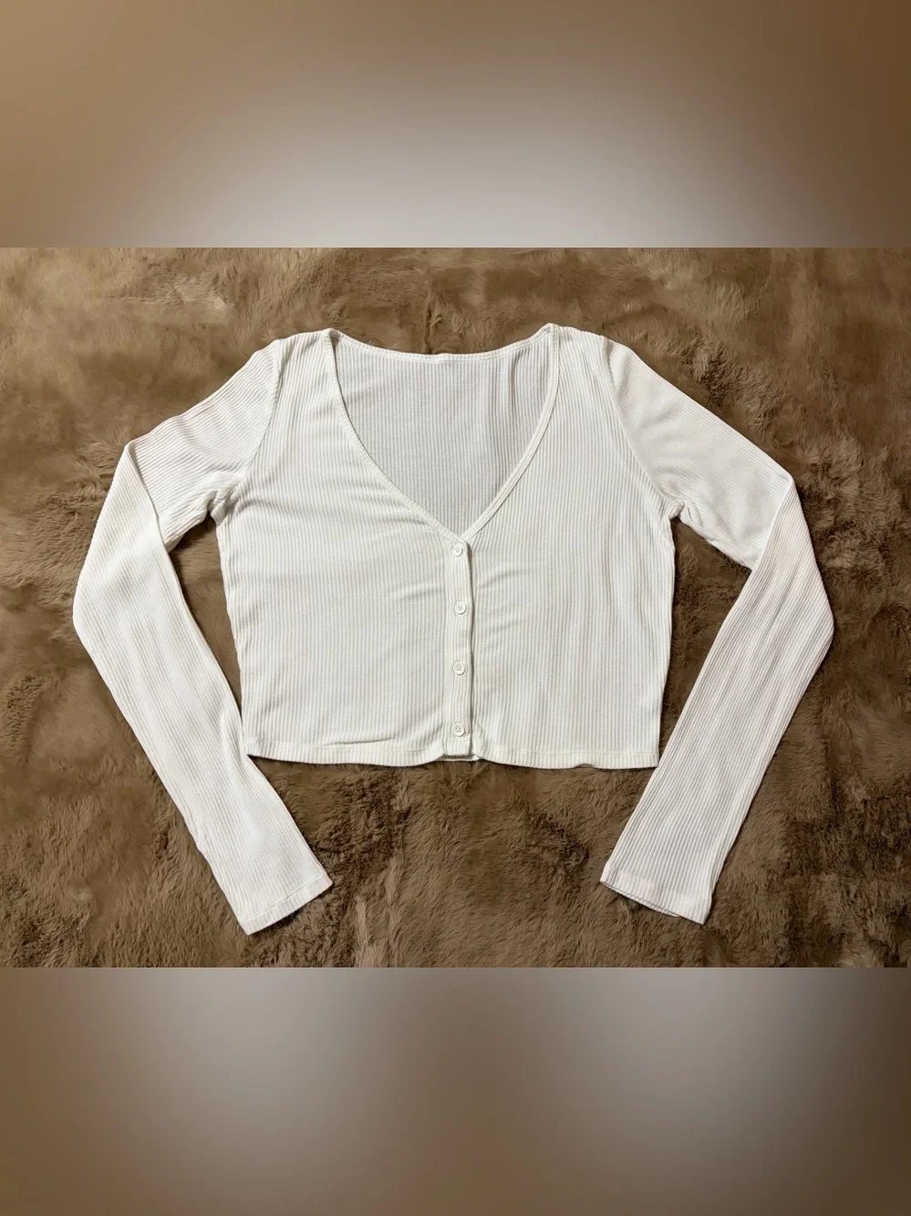 Alo Ribbed Cropped Whisper Cardigan Size Medium